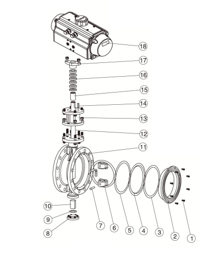 Pneumatic Actuated Flanged Triple Eccentric Butterfly Valve
